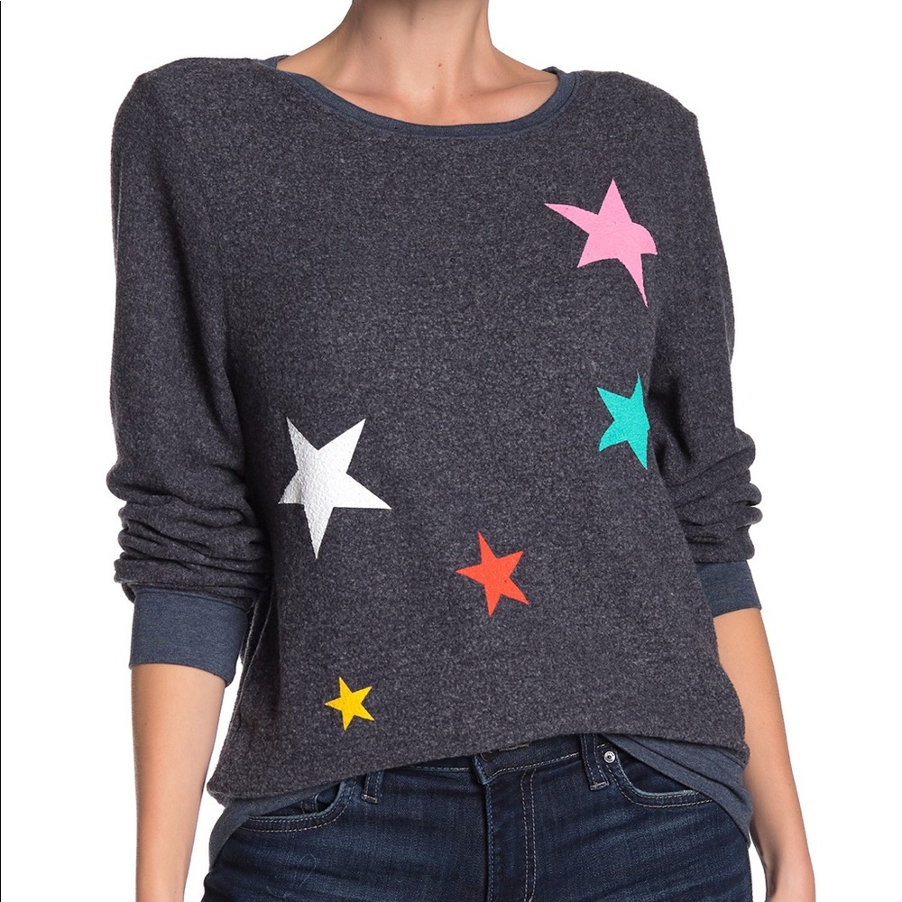 Wildfox Star Scatter Cozy Knit Pullover Sweater